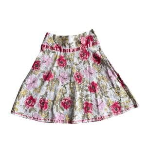 y2k vintage 2000s pink floral romantic midi skirt rave size s/m